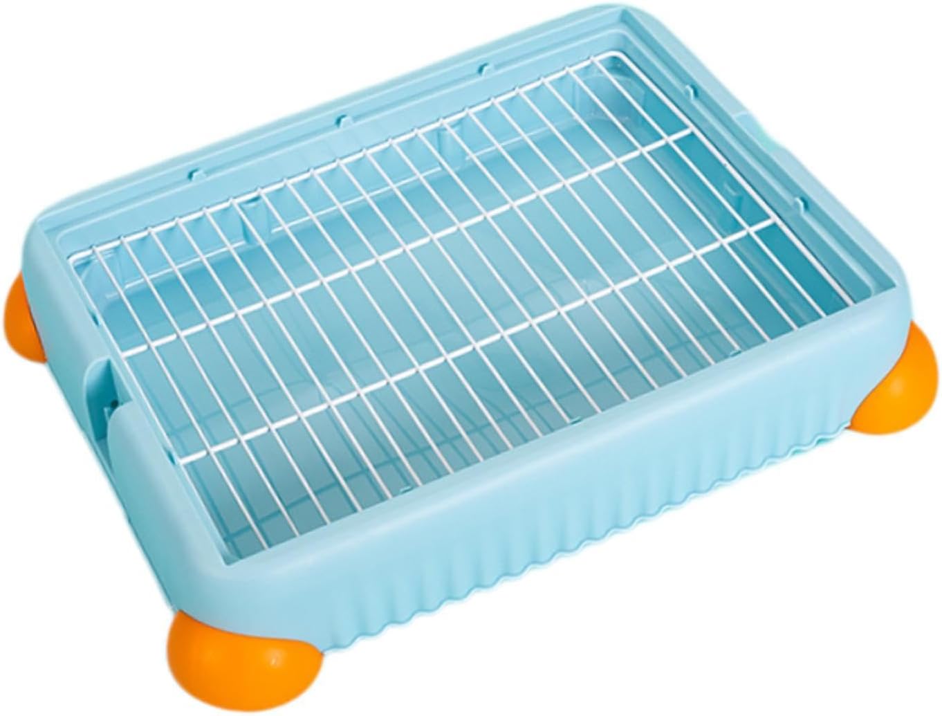 Bunny Litter Pan Corner Litter Bedding Toilet with Mesh Indoor Potty Tray for Guinea Pigs Pets Supplies, S, Blue