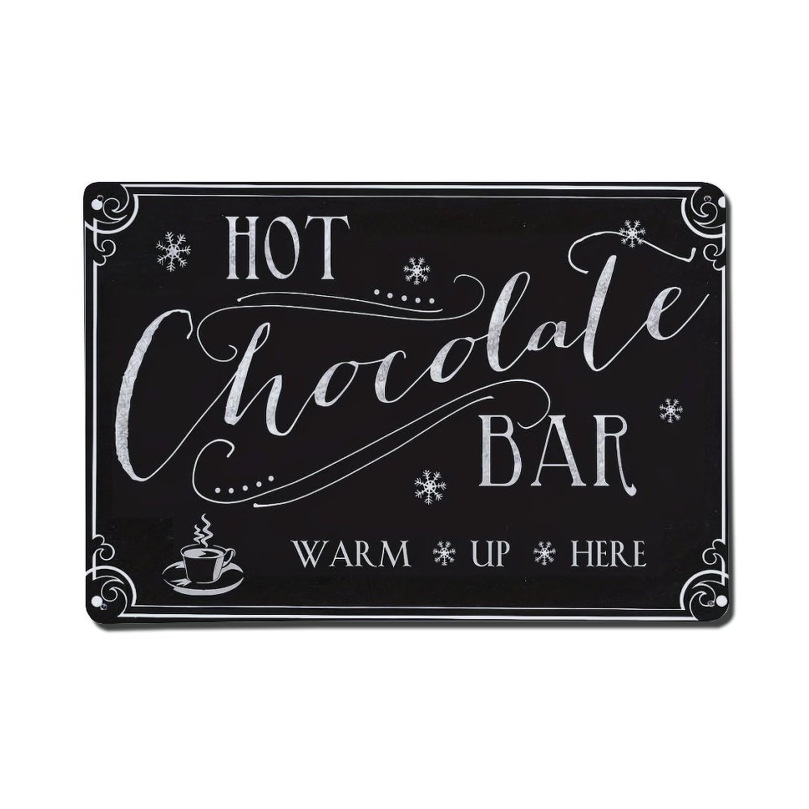 Jdfenggu Vintage Hot Chocolate Bar Sign Retro Metal Tin Sign, Metal Poster For Bar, Home, Man Cave, Kitchen, Laundry Room Art Decor 8X12 Inch