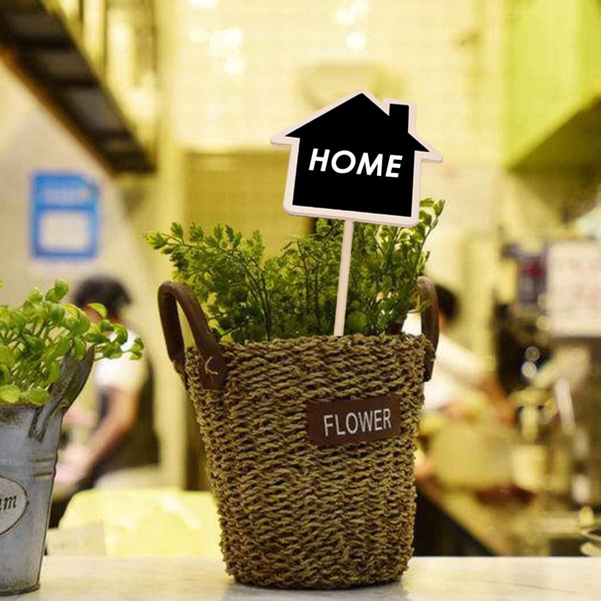 Mini Blackboard Toppers 20pcs Wooden for Flowers House Shaped Plants