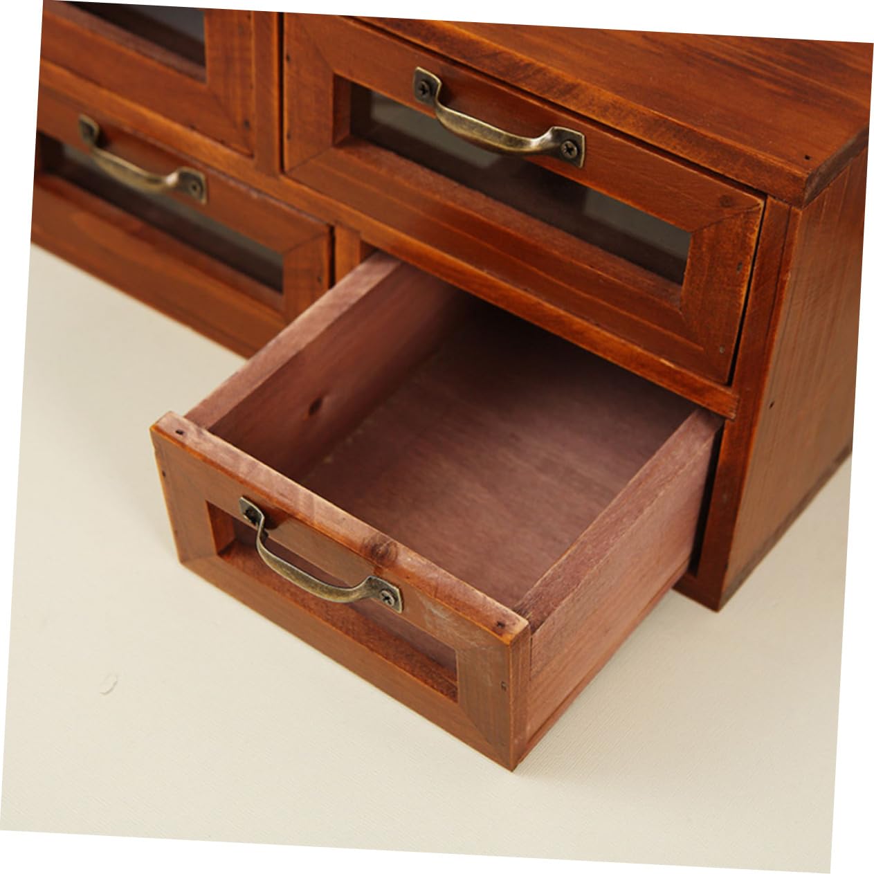 Lurrose Organisateur Bois Vintage Pour Bijoux Et Accessoires Rangement Élégant Double Couche Pour Bureau Et Maison