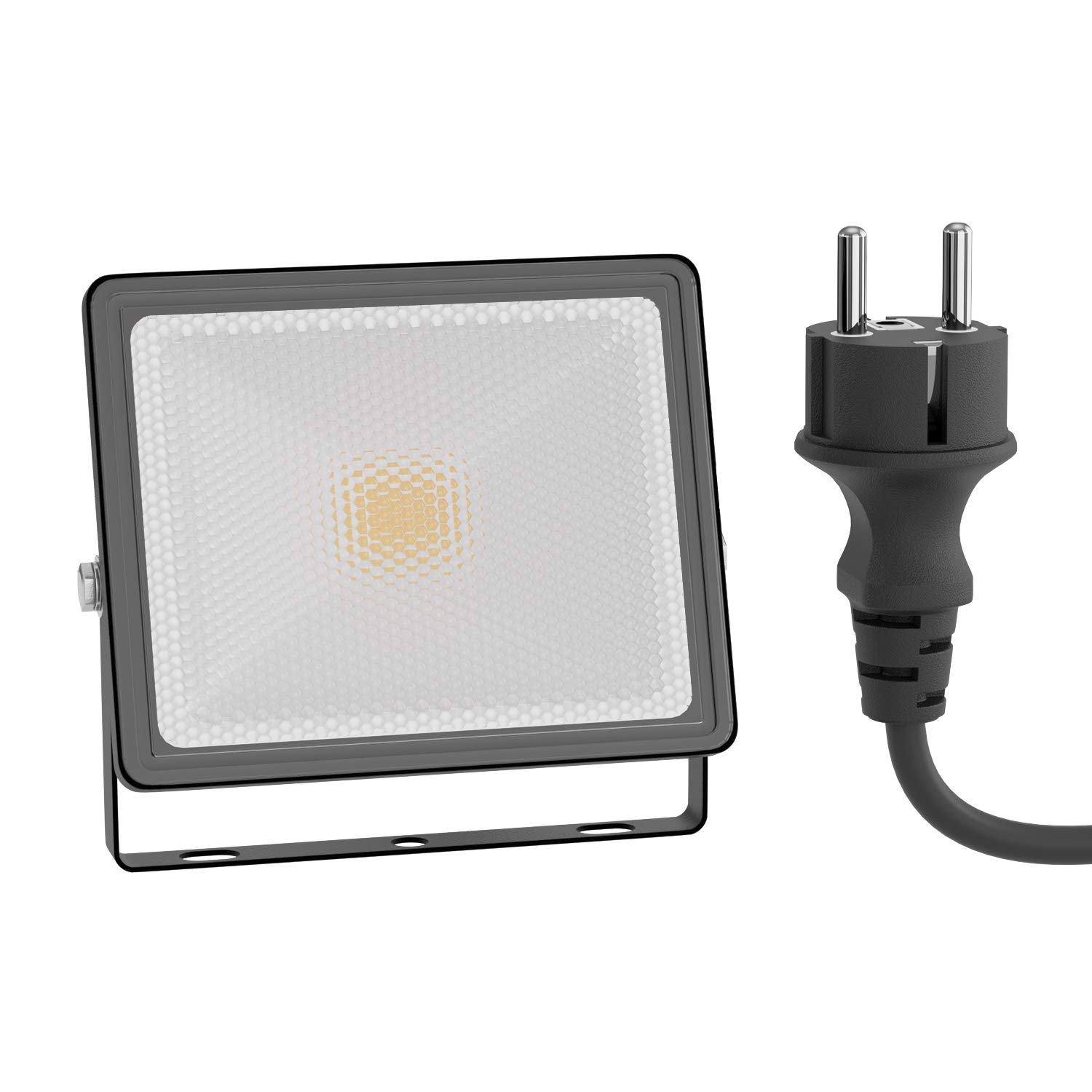 ledscom.de FLIN Outdoor LED Garden Spotlight, IP66, Plug-in, Black, 11.5W, 837lm, Warm White