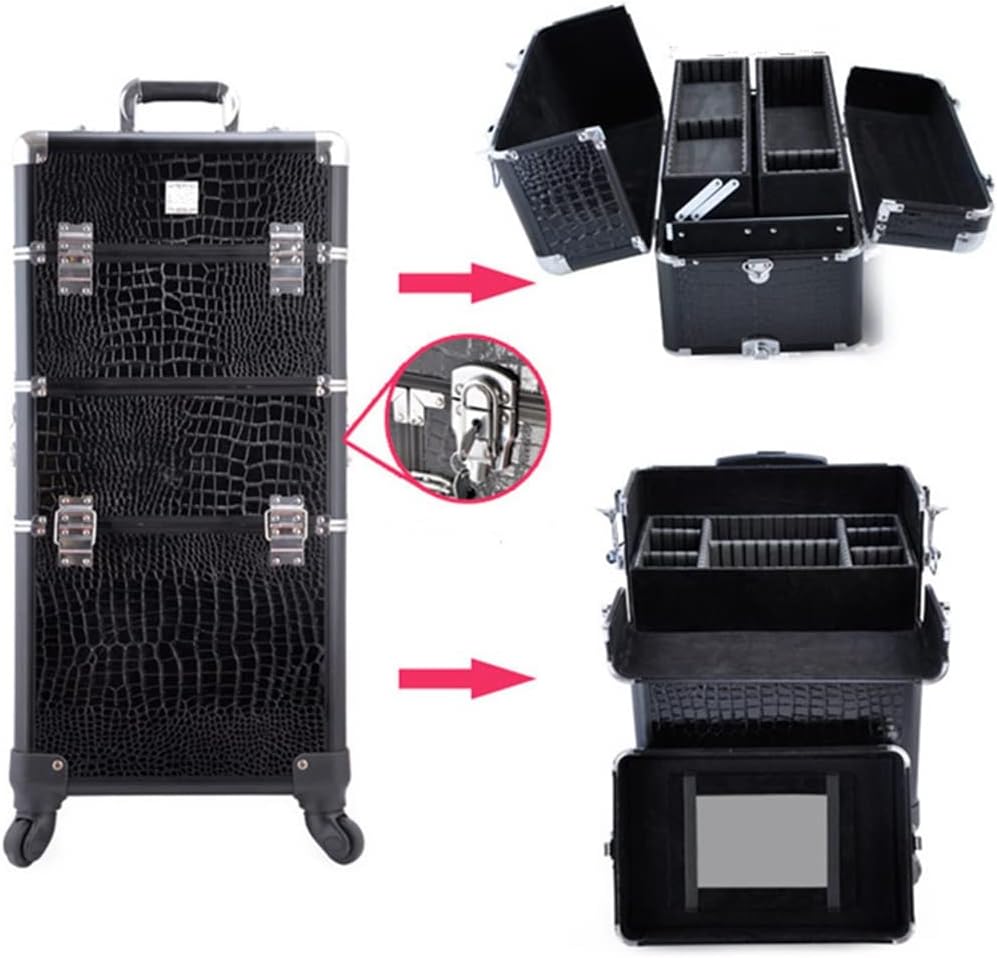 Dual-use Cosmetic Travel Trolley Cosmetic Case Beauty Box Large Luggage Bag Cosmetic Aluminum Frame