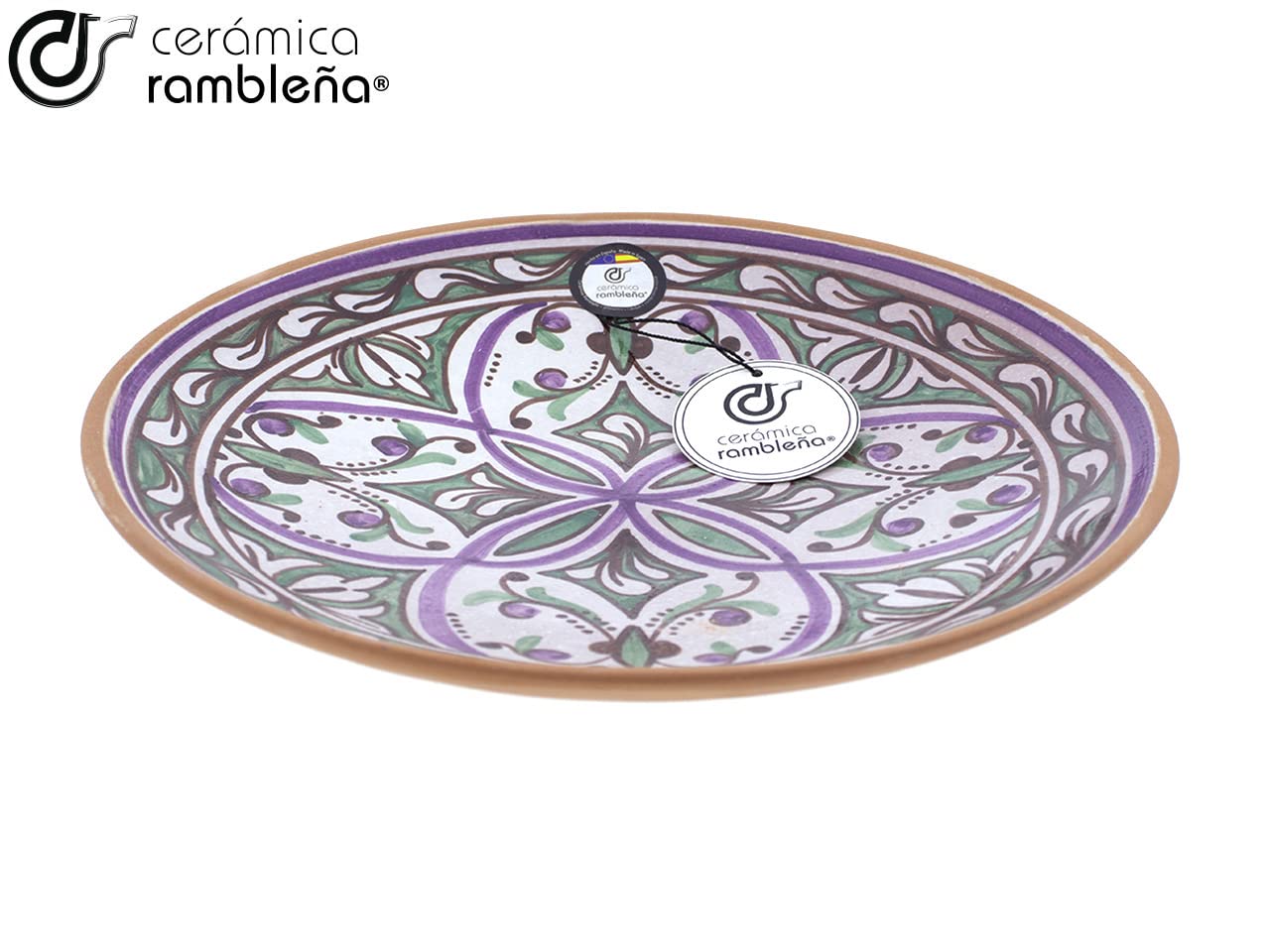 Plato decorativo pared cerámica barro Modelo D49 27x27x4.5 cm Hecho a mano
