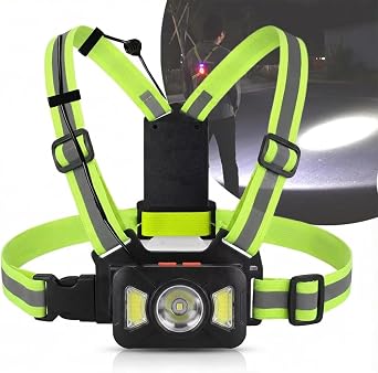 Running Lights for Runners 800LM, 5 Modes Running Light with 65Adjustable Tilt, IPX5 Waterproof Rechargeable Visibility Reflective Vest for Night Walking/Cycling/Jogging, 4-12Hrs Runtime