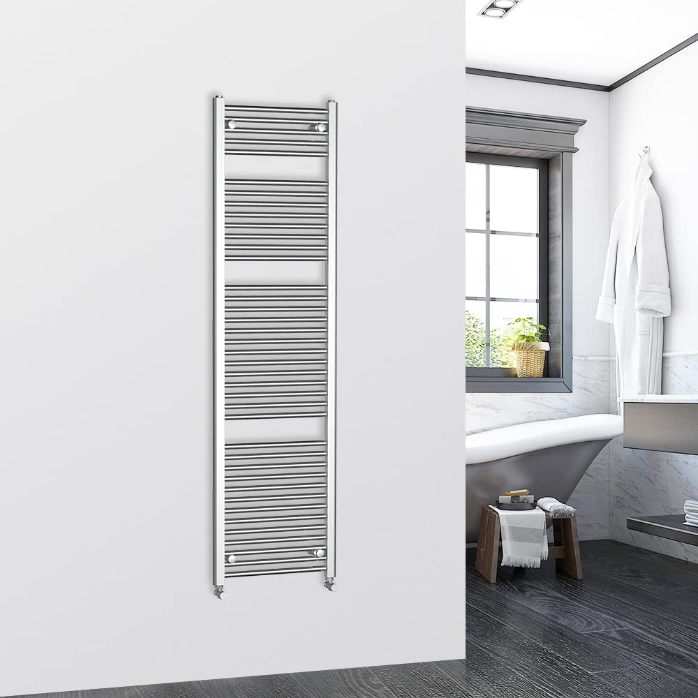 Warmehaus 1800x500mm Chrome Bathroom Heated Towel Rail Radiator Straight Ladder Style Towel Warmer