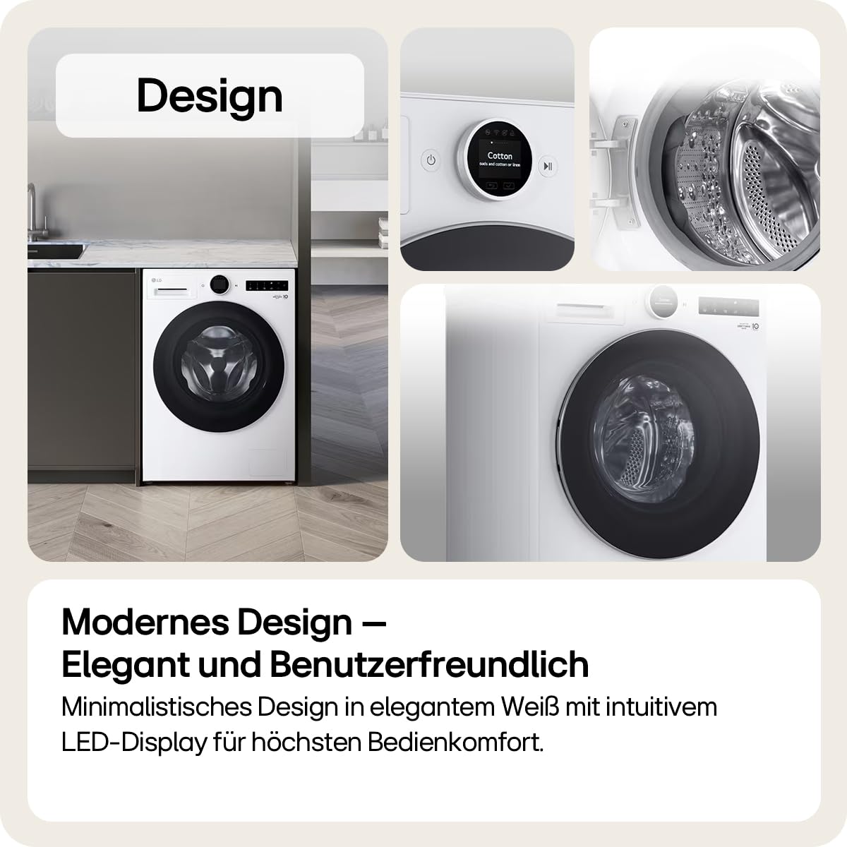 LG F4WX9092 Waschmaschine 9 kg Energieklasse A-55% 1350 U/Min AI Wash TurboWash 360 Weiß
