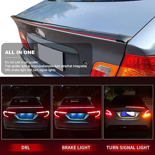 Miniatura 2 de 1797 Alerón para coche, tercera luz de freno, señal de giro, tira LED roja, accesorios exteriores universales para alerón trasero, labio, maletero,