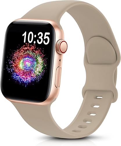 TreasureMax - Correa deportiva compatible con Apple Watch de 38, 40, 41, 42, 44, 45, 46 y 49 mm, correa de silicona suave compatible con Apple Watch