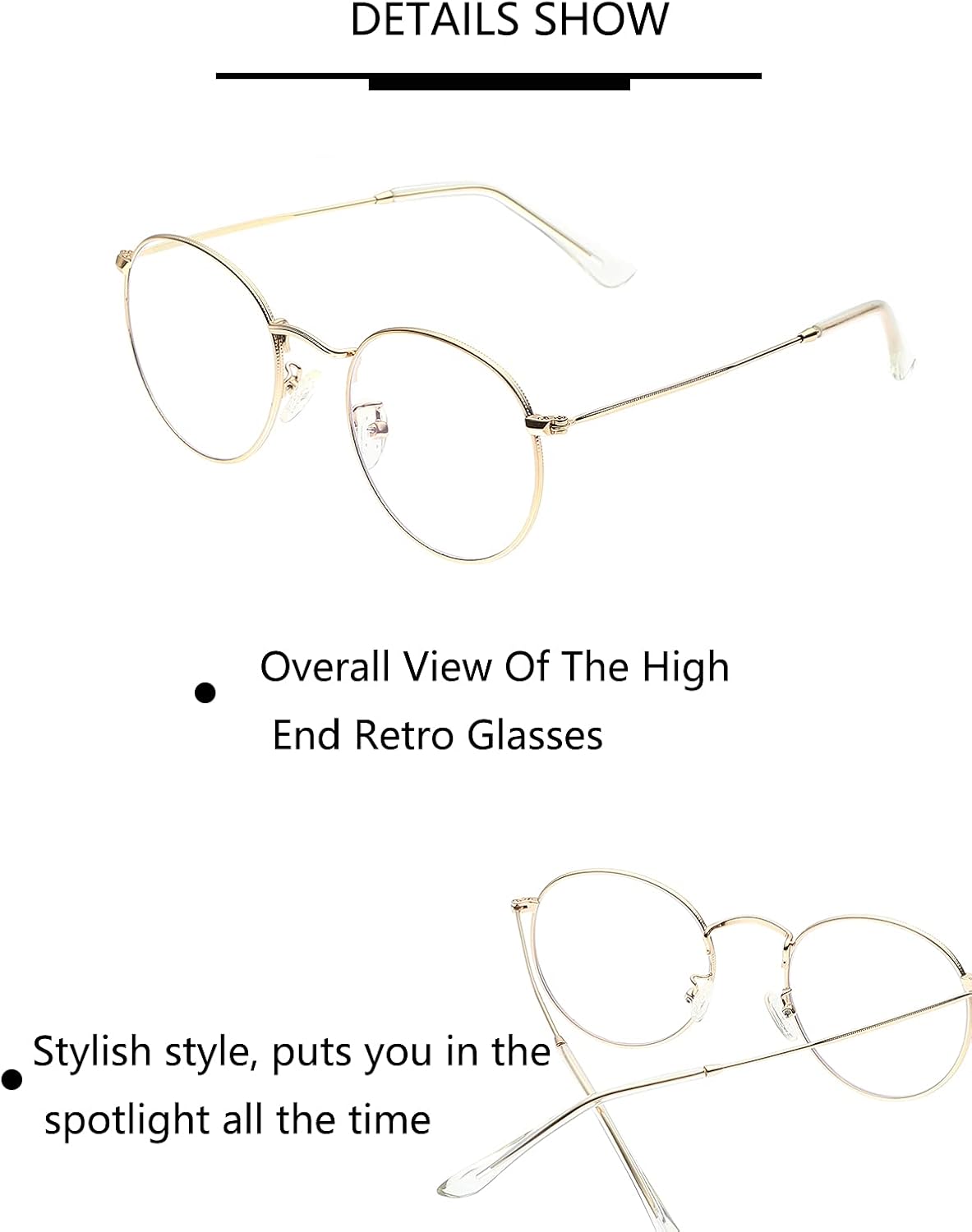 Onrtry Circle Blue Light Glasses for Women Men Round Metal Frame Computer Gaming Eyeglasses 2 Pack - Image 3