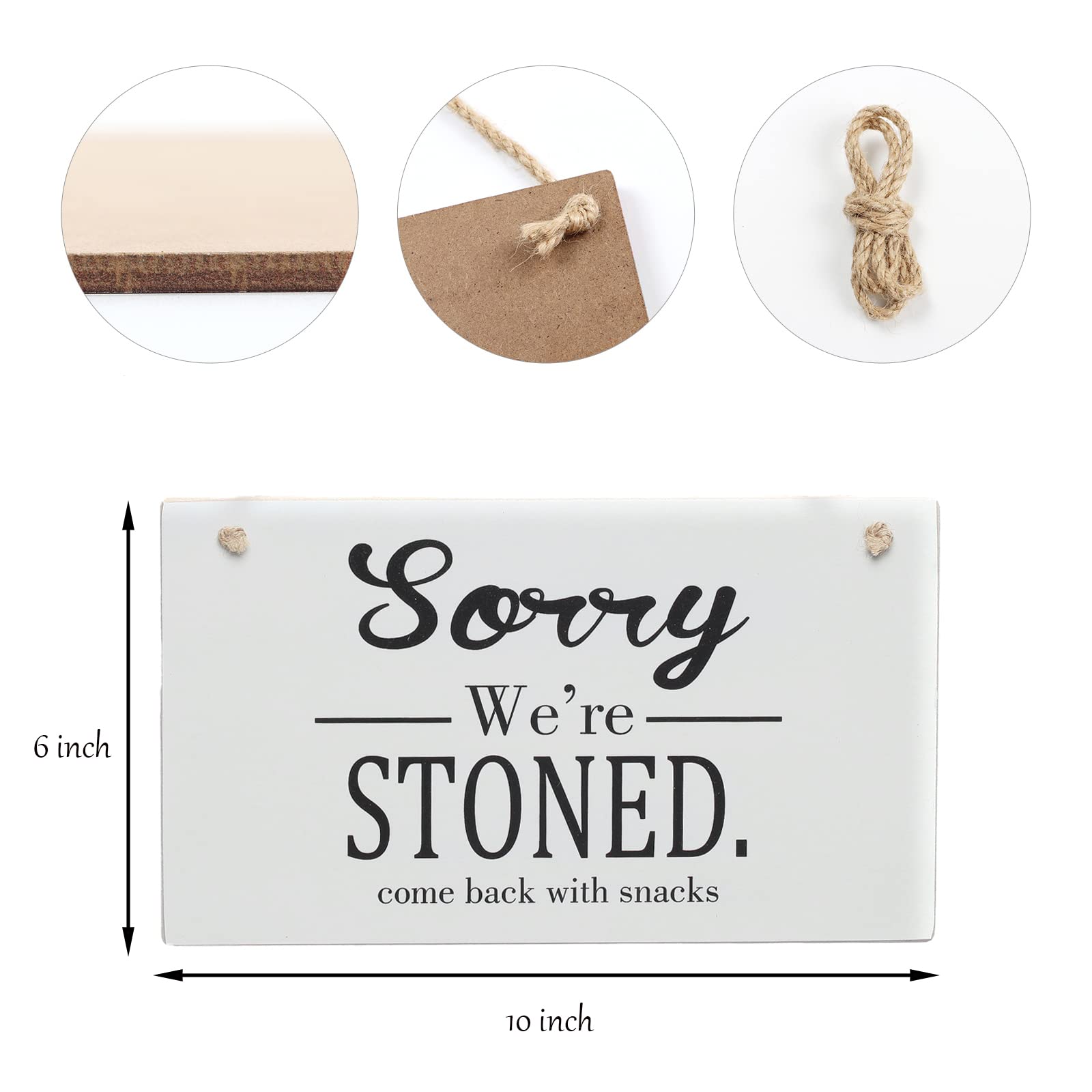 CAKIROTS Sorry We're Stoned-Funny Wood Sign Home Wall Deco-Come Back