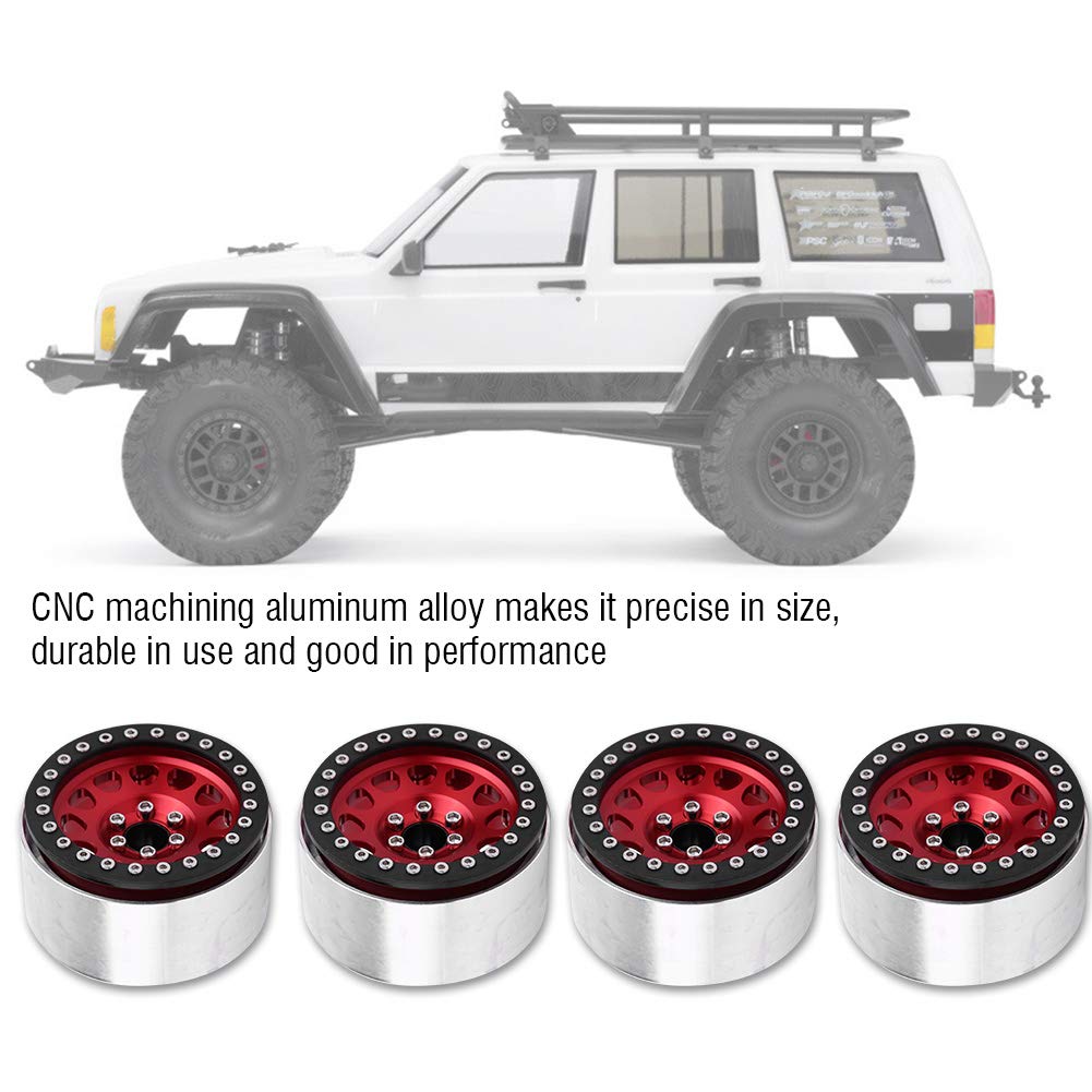 Buje de llanta de rueda RC, mecanizado CNC, aleación de aluminio, duradero, ligero, alto rendimiento, fácil instalación, acabado anodizado para TRX4, SCX10, 90046, KM2, Wraith (cubo de rueda rojo con