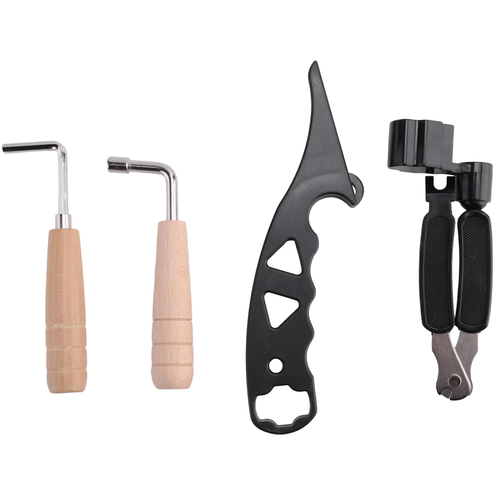 Bloepum 1Set Guitar String Stretcher Hexagon Metal Wrench Multifunctional Guitar String Winder Black