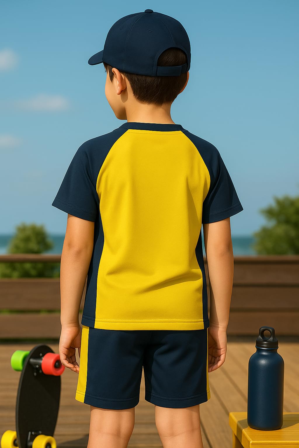 Bubble Berry Boys' 2-Piece Swim Set | Sporty Style | Polyester-Spandex Blend (in, Age, 6 Years, 7 Years, Yellow) - Image 4 thumbnail