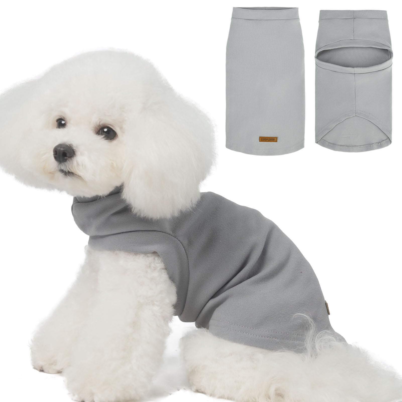 EXPAWLORER Cat Jumper Warm Fleece Cat Clothes, Grey L — image 1