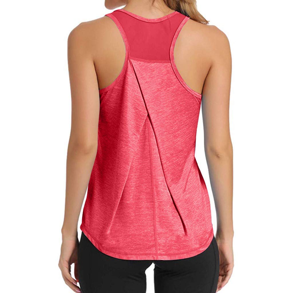 MMOOVVWomen's Tops Activewear Mesh Yoga Vest Workout Racerback Tank Tops Fit Running Gym Tank