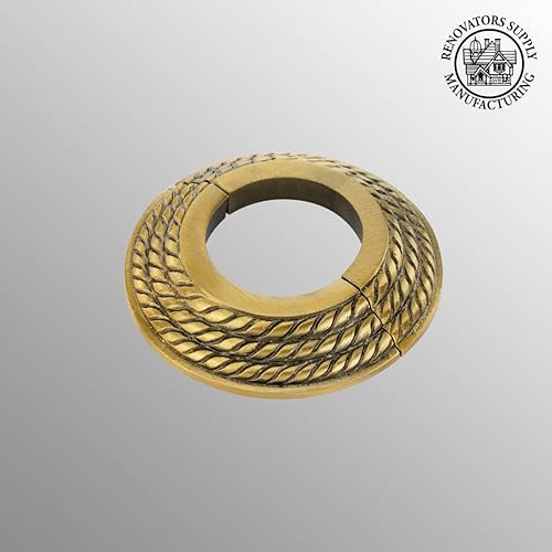 Miniatura 2 de Renovators Supply Manufacturing Placa de escudo de aluminio 3.13" OD Escutcheon lacado antiguo acabado oro reborde del radiador