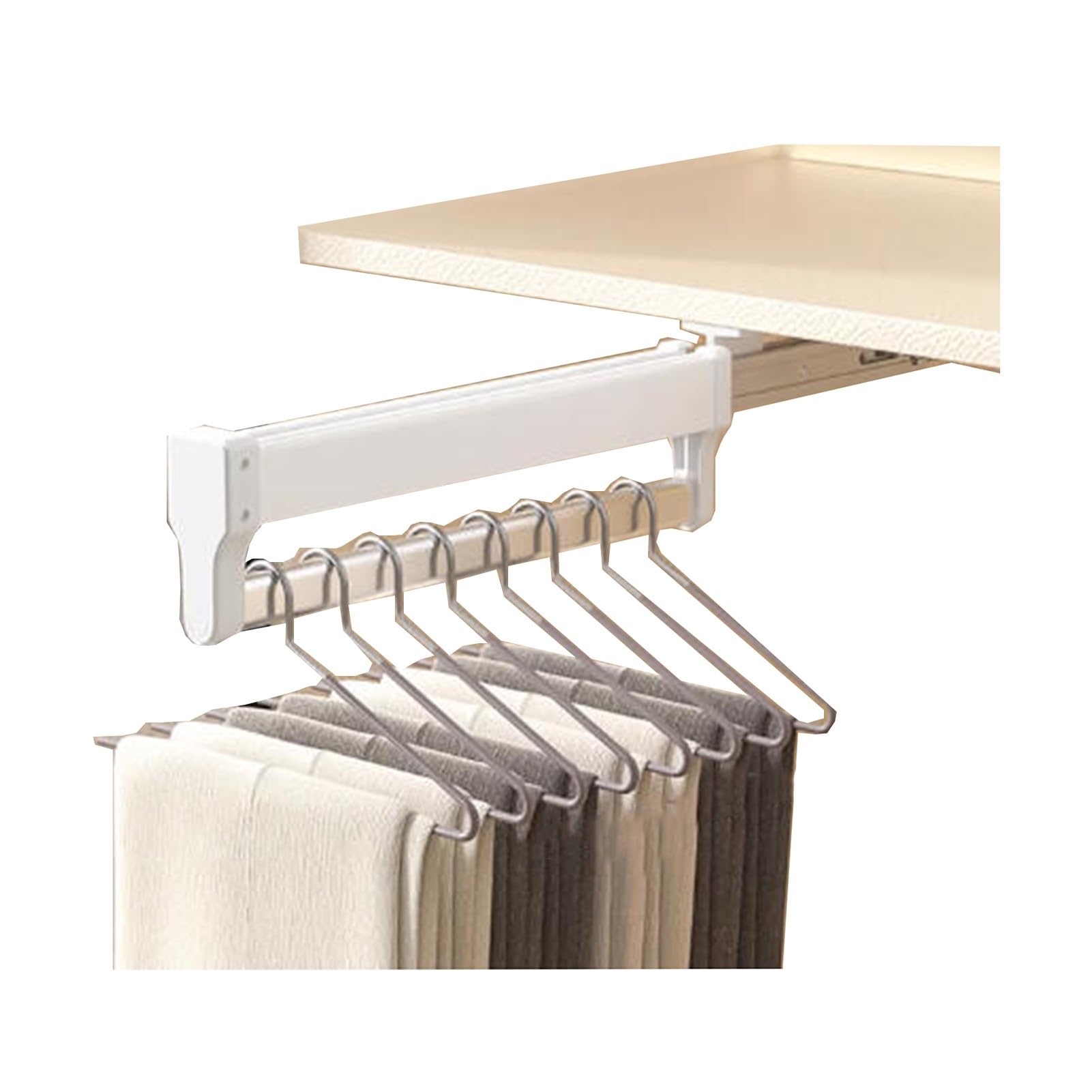 IUokLU Pull Out Heavy Duty Retractable, Stainless Steel Sliding Closet Valet Rod,for Trousers Clothes,Bearing Capacity 25kg(White-54.2cm)