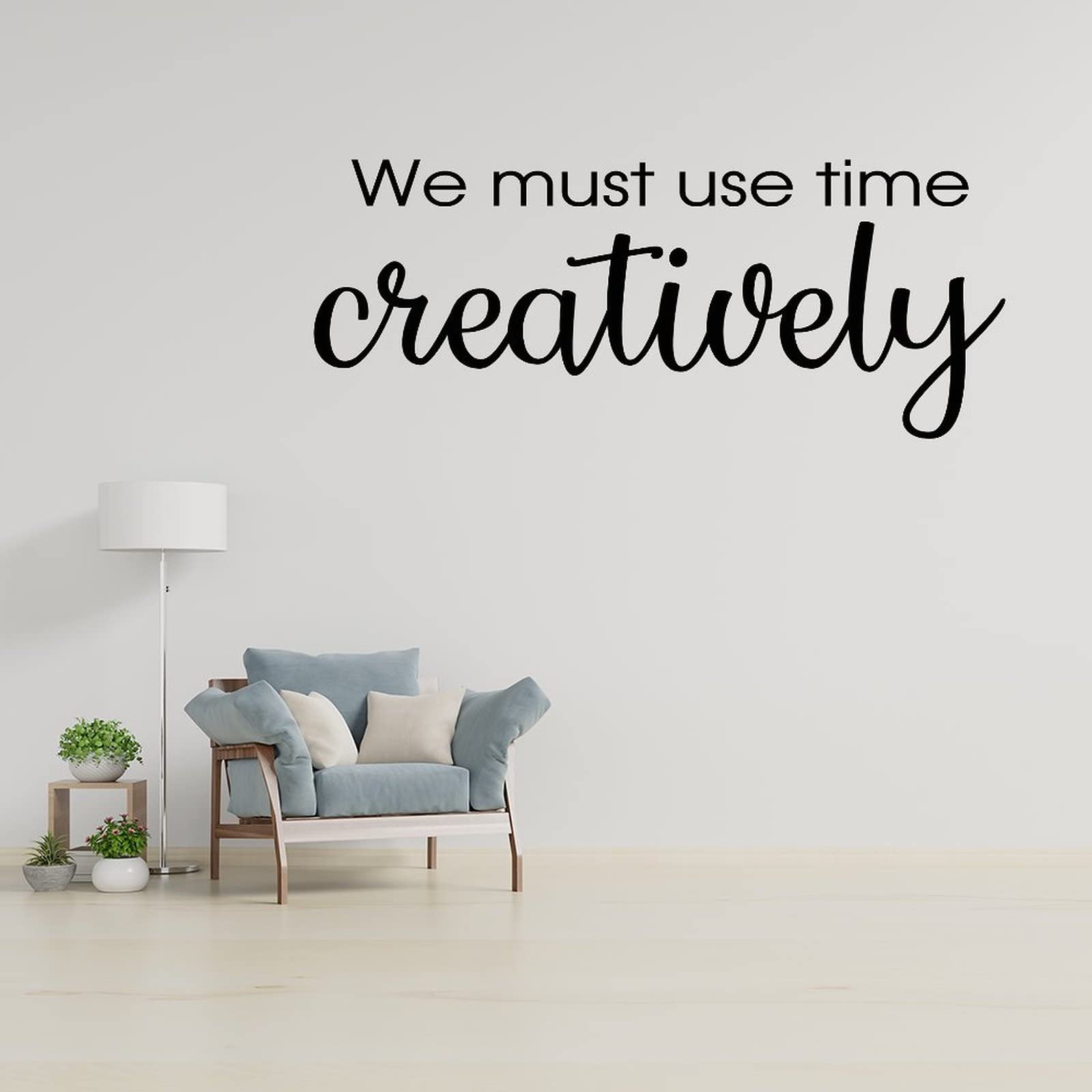 Autocollant mural We Must Use Time en vinyle noir pour décoration de bureau