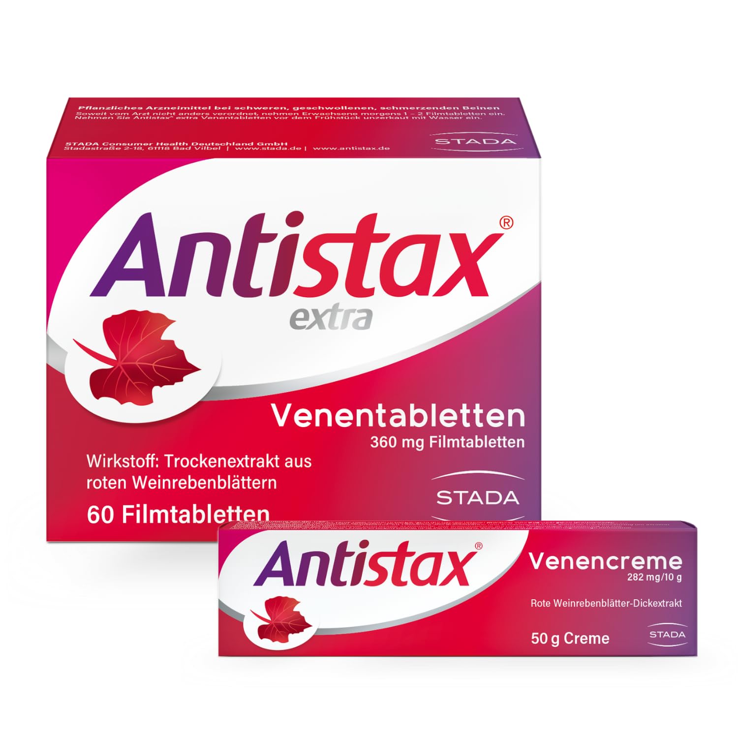 Sparset: Antistax extra Venentabletten 360 mg, 60 Stück + Antistax Venencreme 50g; bei schweren & geschwollenen Beinen, nächtlichen Wadenkrämpfen, Venenschwäche