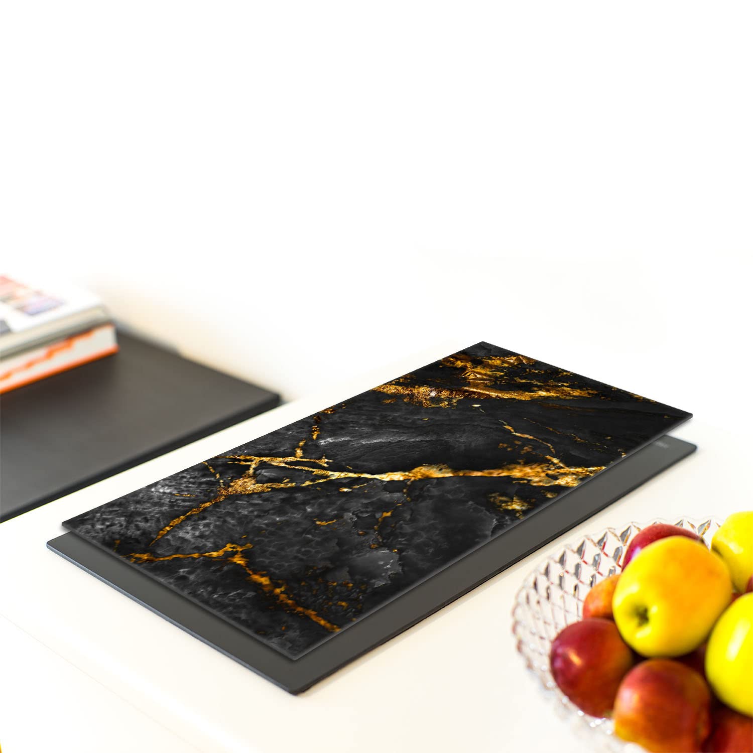 Copri Piano Cottura In Vetro Temperato 30x52 Cm - Multiuso: Tagliere, Sottopentola, Paraspruzzi - Design Donna - 3