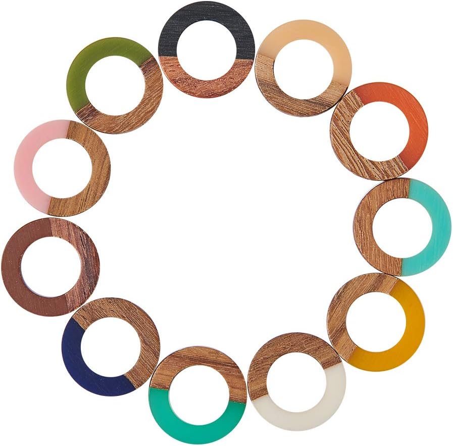 Airssory 50 Ciondoli Fai Da Te In Resina E Legno: Forma Goccia Per Collane E Orecchini, 21,5 Mm, Naturali - 5