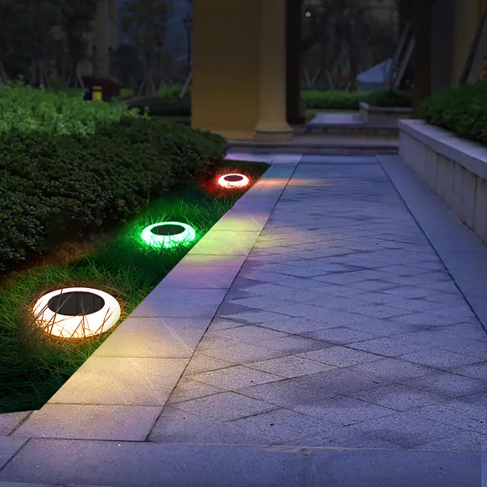 INTELAMP Solarlampen für Außen Garten mit Fernbedienung, 6 Stück Solarleuchten Bodenleuchten Aussen mit RGB Modi 9 Spezifische Farben, Warmweiß Wasserdicht für Garten, Rasen, Terrasse, Hof