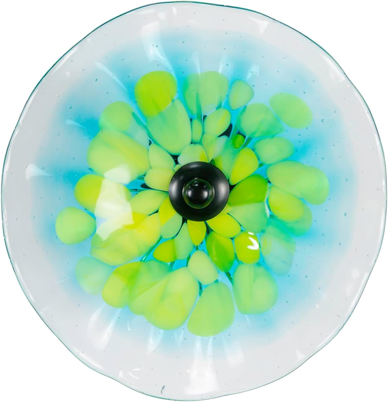 Dale Tiffany AW23013-D8 Hand Blown Flower Art Glass Wall Decor with Wall Mounting Bracket, Sprito, Multi-Color, 8-Inch Diameter