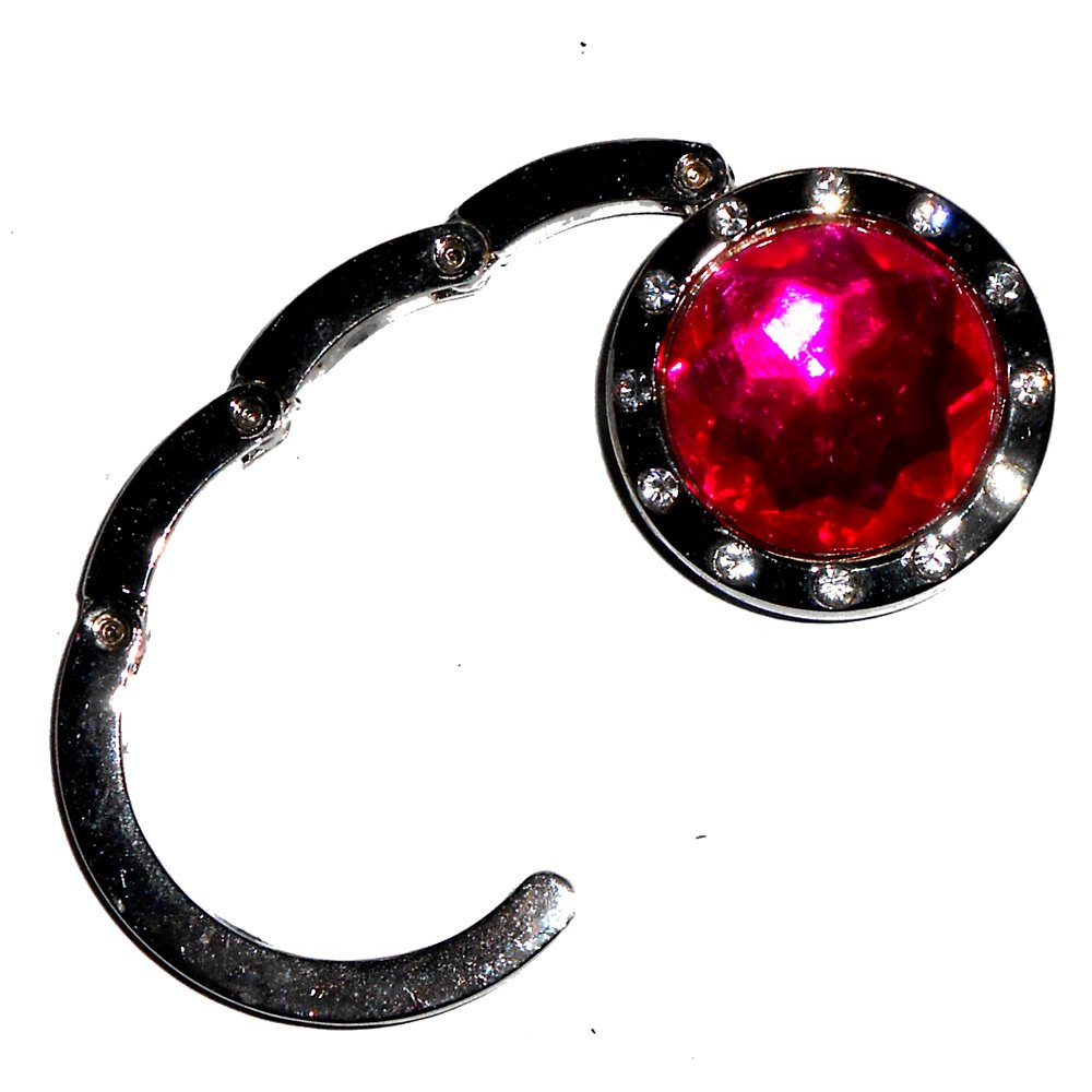 MZZ Fashion Rhinestoned Acrylic Handbag Hook Purse Hanger Nice Gift (fuschia)