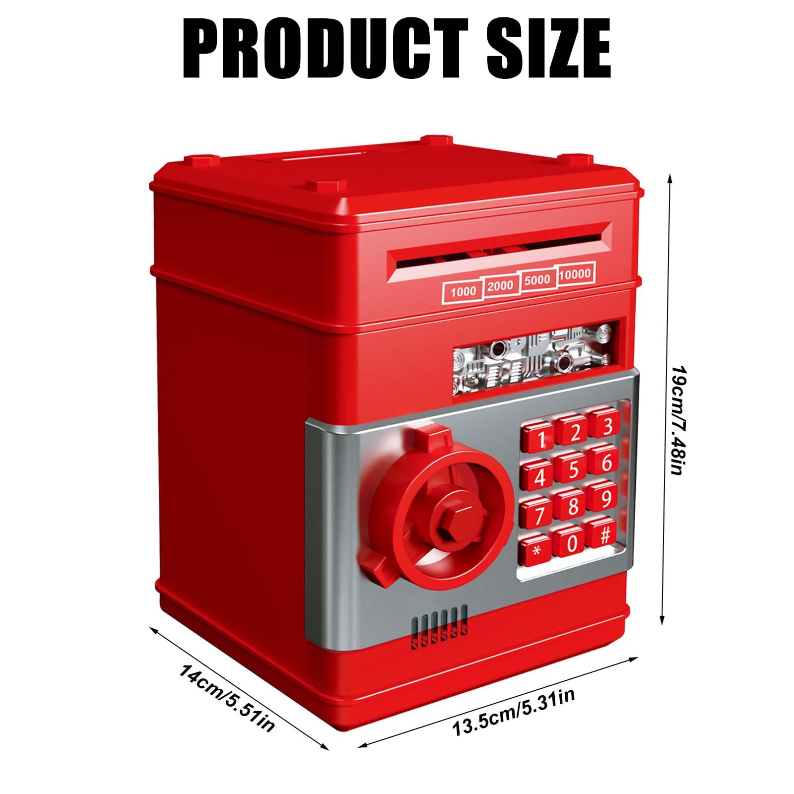 Spardose Für Kinder, ATM Sparschwein, Digitale Spardose Mit Passwort, Geldsparbox Mit Passwort Code Lock & Auto Money Scroll, ATM Sparschwein Kinder Für Münzen Scheine Geschenk (Rot)