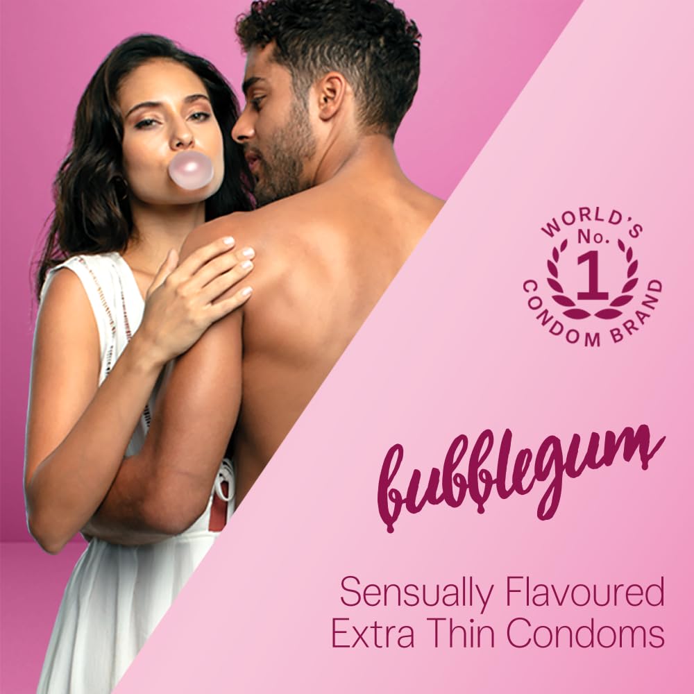 Durex Extra Thin Intense Bubblegum Flavoured Condoms For Men - 12s