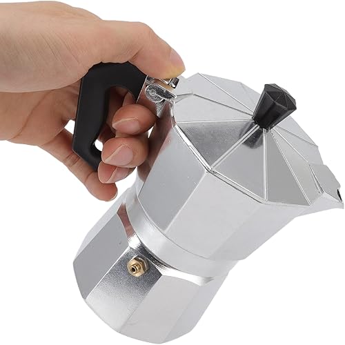 Miniatura 6 de Luqeeg Cafetera de aleación de aluminio de 5.1 fl oz, cafetera de mano de 3 tazas, tetera de café italiano, ideal para el hogar, oficina,