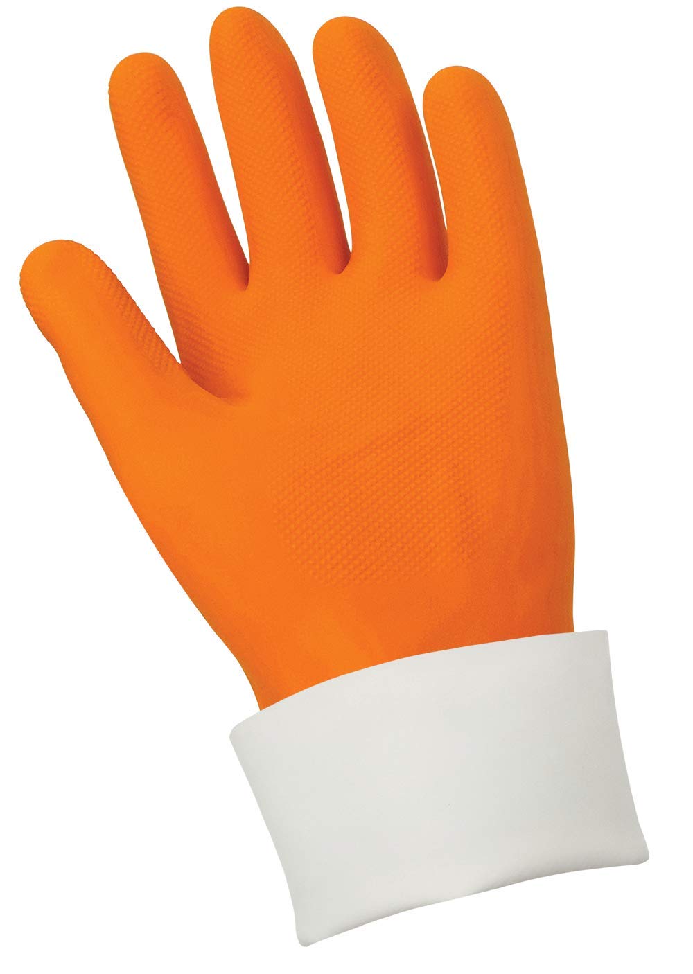 Global Glove 30FT Flock Lined Latex Rubber Diamond Pattern Glove with Straight Cuff, Chemical Resistant, 30 mil Thick, Extra-Large, Orange (Case of 144)