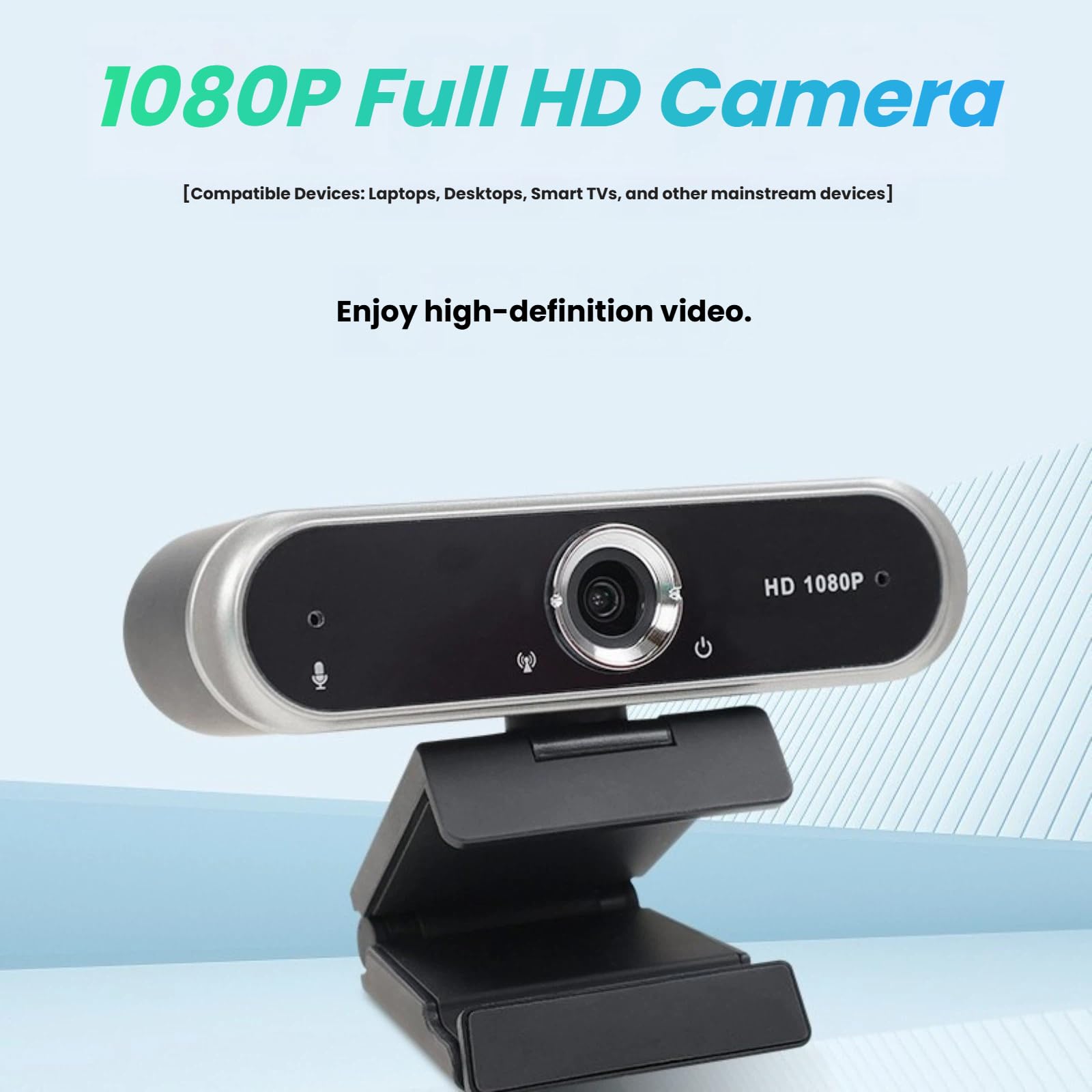 Cámara web HD de 1080P con micrófono, cámara web USB Plug and Play con micrófono con cancelación de ruido, cámara ajustable de escritorio/portátil para transmisión, videollamadas, zoom, conferencias