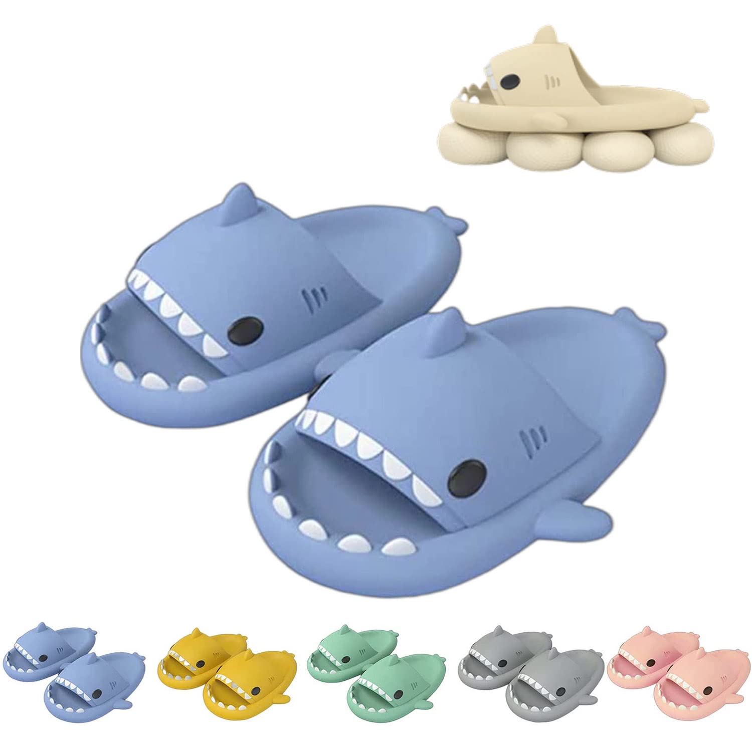 Sharky Chanclas, Cloud Shark Slides, 2023 Summer Anti-slip Unisex Cute Cartoon Shark Slippers Soft Beach Slippers