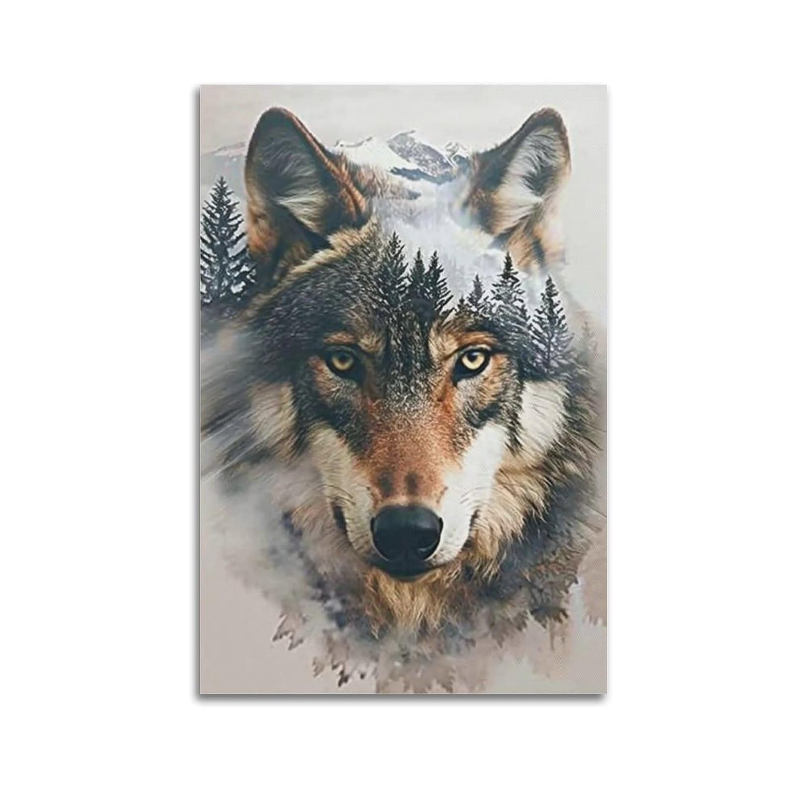 JUWRHRHHRH Timber Wolf Forest Landscape 02 Poster Canvas Aesthetic Wall Art Painting Decor for Living Room Bed Room 16x24inch Unframe-style