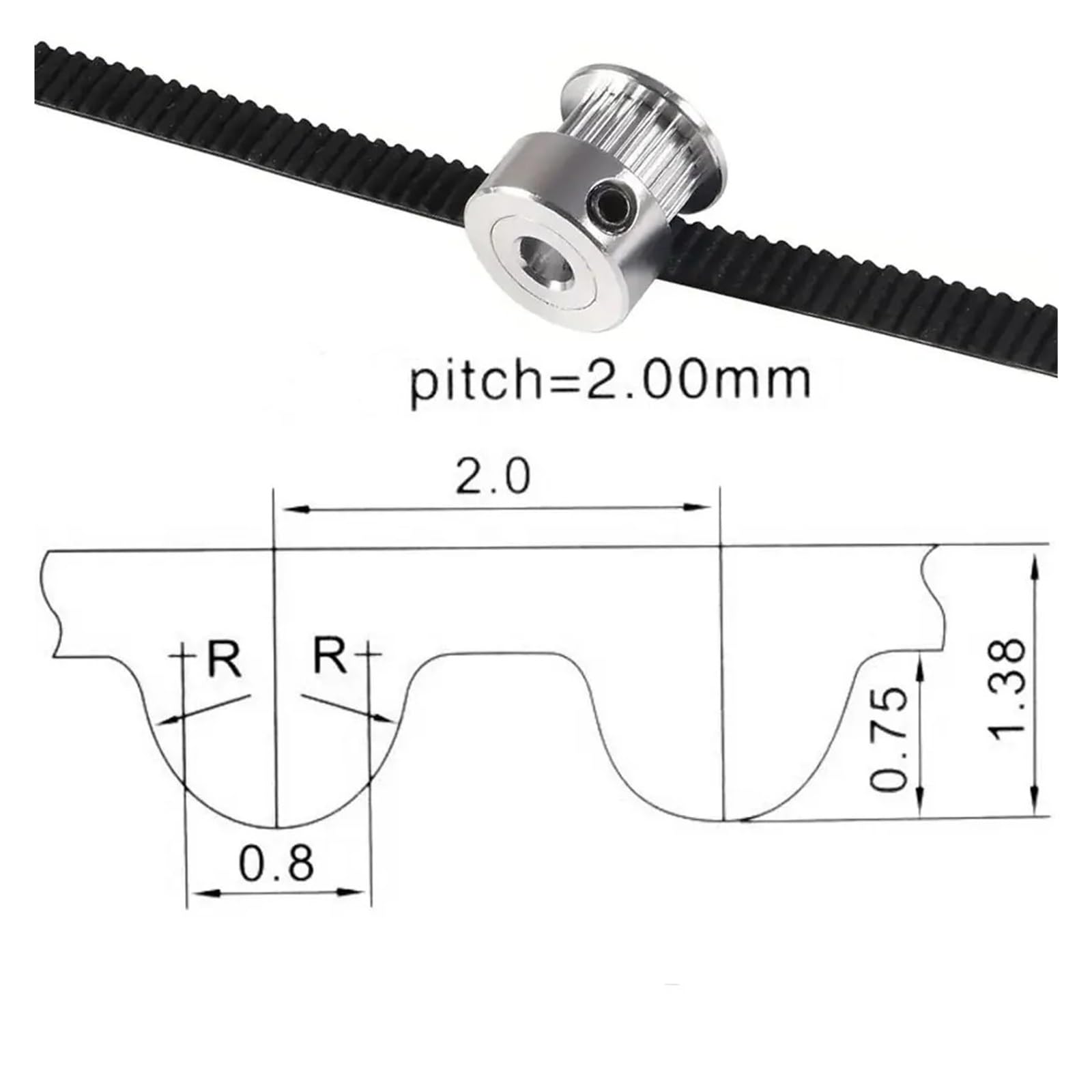 Zubehör für 3D-Drucker, Synchronrad 2GT, Riemenscheibe 2GT 20T 30T 32T 36T 40T 48T 60T 80T, Bandbreite 6/10 mm, Loch 3-20 mm (6,35 mm, 80 Teeth_Breite 6 mm)