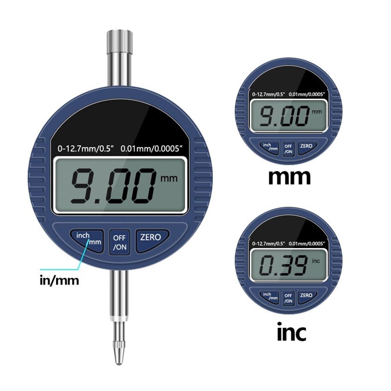 Wskaźnik zegarowy, Cyfrowe wskaźniki zegarowe suwmiarka Fit 0-12.7mm elektroniczny mikrometr metryczny calowy miernik zegarowy narzędzia pomiarowe do obróbki drewna