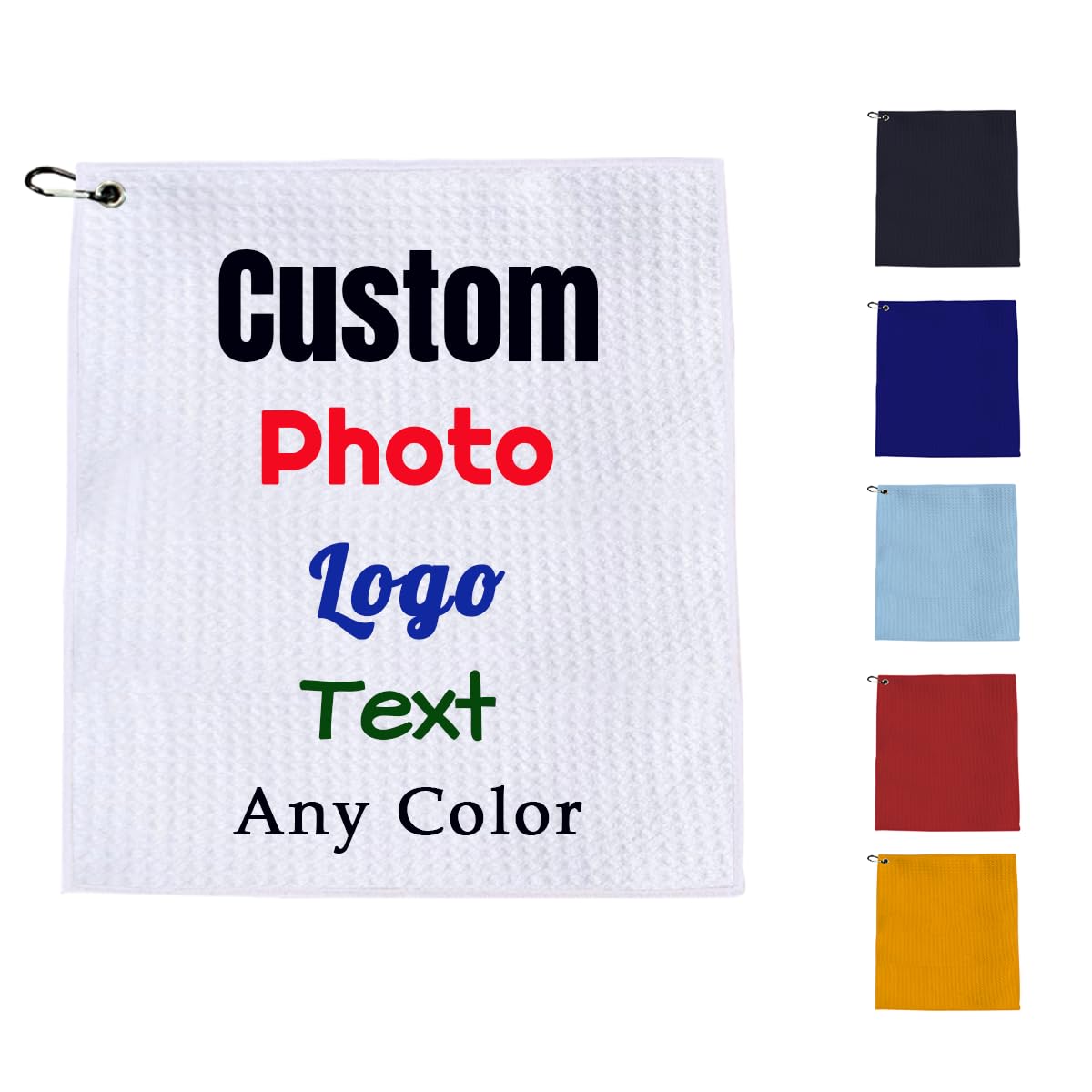 Custom Golf Towel with Photo 16 "x16", Personalized Photo Microfiber Towels for Golf Bags for Men,Bulk 1-100pcs,Design Your Own Funny Golf Club Towel Picture Logo Text,Gift for Husband Boyfriend Dad