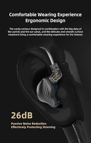 Miniatura 7 de KZ ZEX - Auriculares electrostáticos + 1 auricular dinámico con cables desmontables adecuados para ingeniero de audio, músico (oro rosa, sin