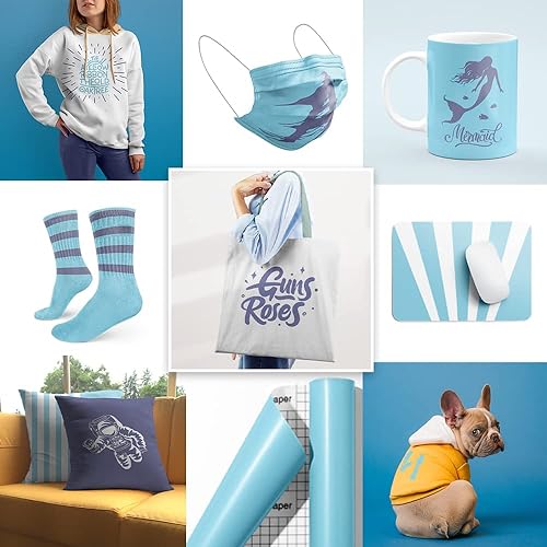 Miniatura 4 de WOWOCUT Hojas de tinta de transferencia infusibles, color azul océano y morado frío, papel de transferencia de calor de color sólido, paquete de 2