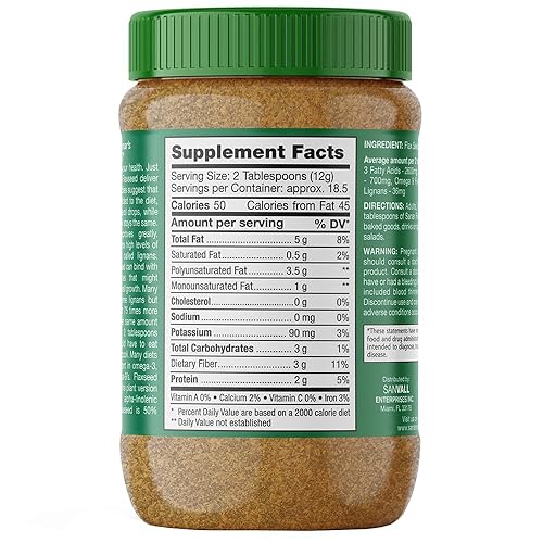 Miniatura 2 de Sanar Naturals Semilla de lino molido, 8 onzas  Gran fuente de Omega 3,6,9, fibras dietéticas, lignanos y proteínas