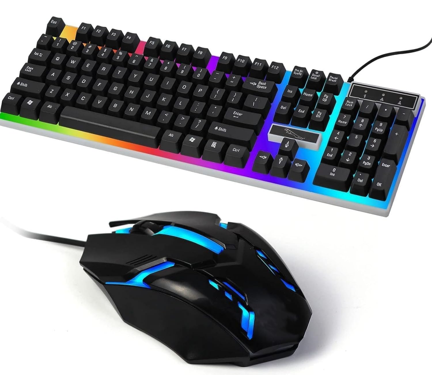 Wired Gaming Keyboard, USB Wired PC Gaming Keyboard and Mouse Combo 104 Keys Light Up Office Keyboard for Computer Laptop