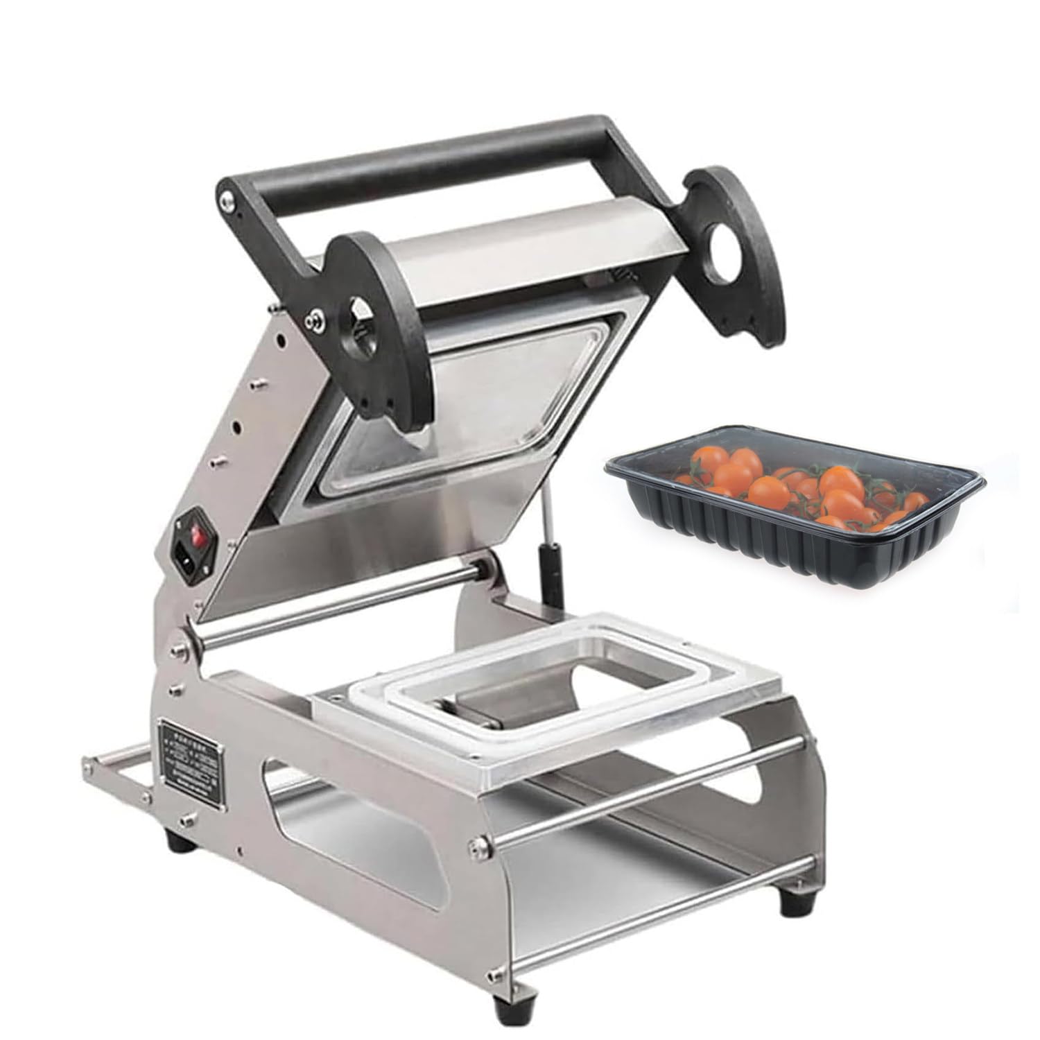 Handdruck-Heißsiegelgerät für Lebensmittelschalen, 600 W einstellbare Temperatur, 7-8 Dichtungen/Min, für Fleisch, Steak, Fisch, Obst, Fertiggerichte