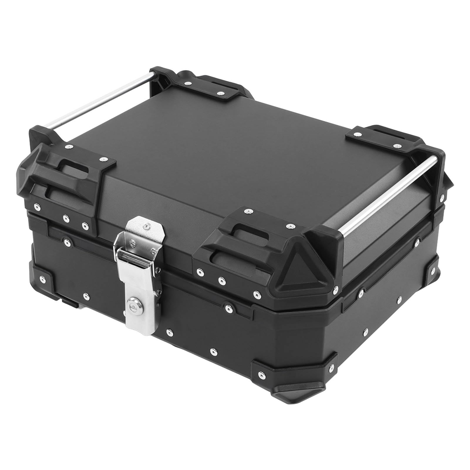 DAGT Motorcycle Luggage Box, Electrostatic Spraying Motorcycle Tail Case with Removable Base for Motorbike (Black)