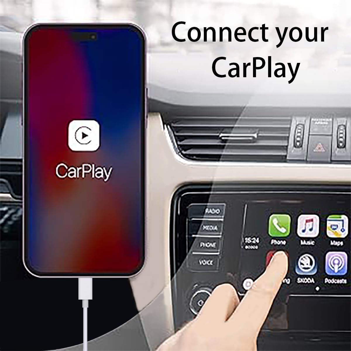 Cable Carplay de coche para iPhone 16 15 Pro/Pro Max/Plus, cable de carga rápida USB A a USB C de 3 pies + 6 pies para Apple iPhone 16 15, cargador de coche, cable adaptador de cargador de coche para