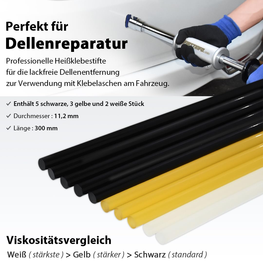 FIRSTINFO Pneumatischer Dellenzieher Set mit Gleithammer 3 Saugnäpfen und 20 Klebeadaptern Druckluft Ausbeulwerkzeug für lackfreie Auto Dellenreparatur, A1501EUY1