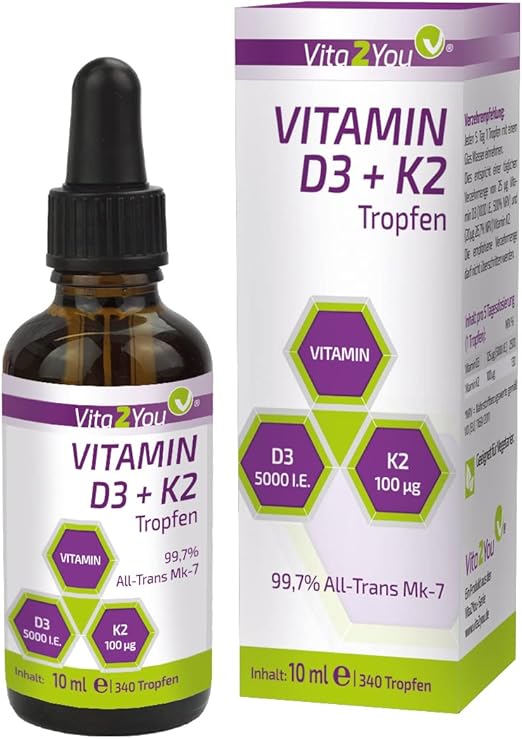 Vitamin D3 + K2 Tropfen Vitamin D3 5000 IE Vitamin K2 100µg pro