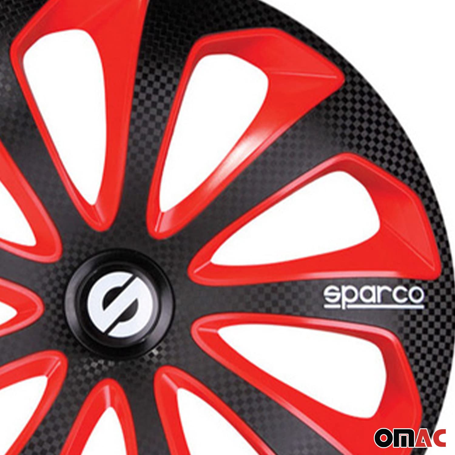 Sparco Jeu Enjoliveurs de Roues 14 Pouces Noir Rouge 4Pcs