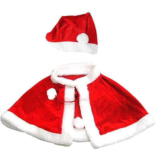 IYWISH Christmas Cloak Red Cape Mrs Santa Cape with Santa Hat Xmas Velvet Shawl Cloak for Christmas Costume Halloween Xmas Party Costume Masquerade Cape