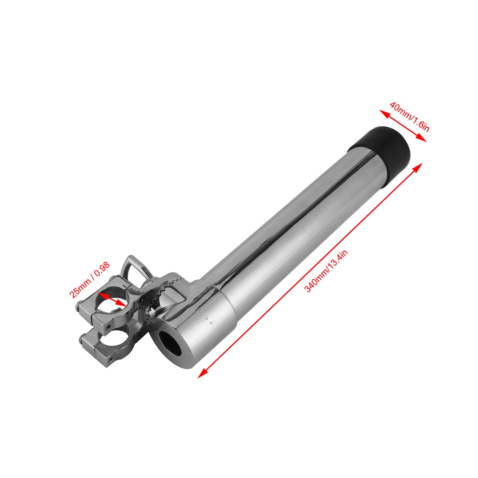 Uchwyt na wędkę 340 Mm do Rury Stalowej 25 Mm - Uchwyt Pokładowy ze Stali Nierdzewnej 316, Stylowy Wygląd i Obrót o 360 Stopni